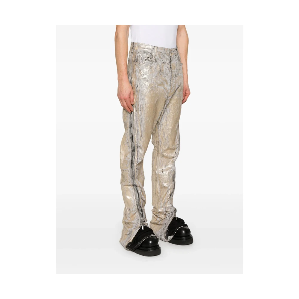 Rick Owens Goudkleurige knoopsluiting jeans met ritssluiting Yellow Heren