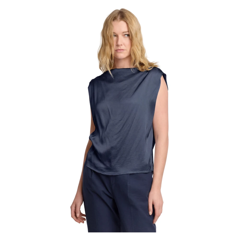 Kocca Blue Blouses, Female, S, Sophisticated Wide Shouldered Top