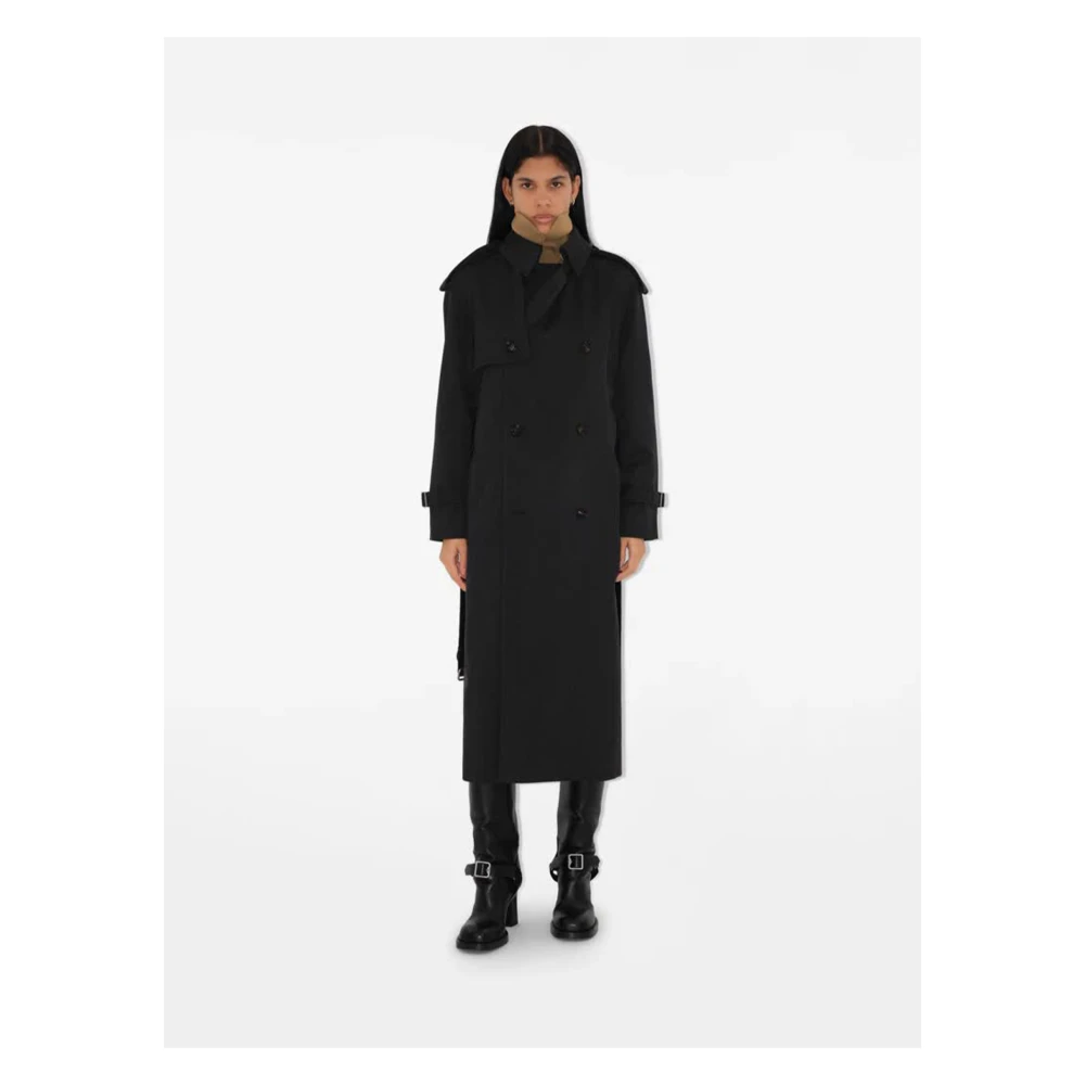 Burberry Grijze Melange Trenchcoat voor Vrouwen Gray Dames