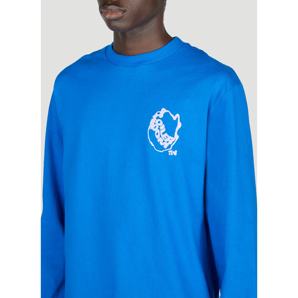 Boiler Room Waved Logo Longsleeve T-shirt Blue Heren