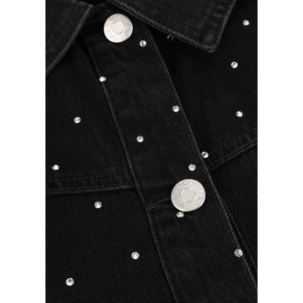 Y.A.S Denim Shacket met Zilveren Glitters Black Dames