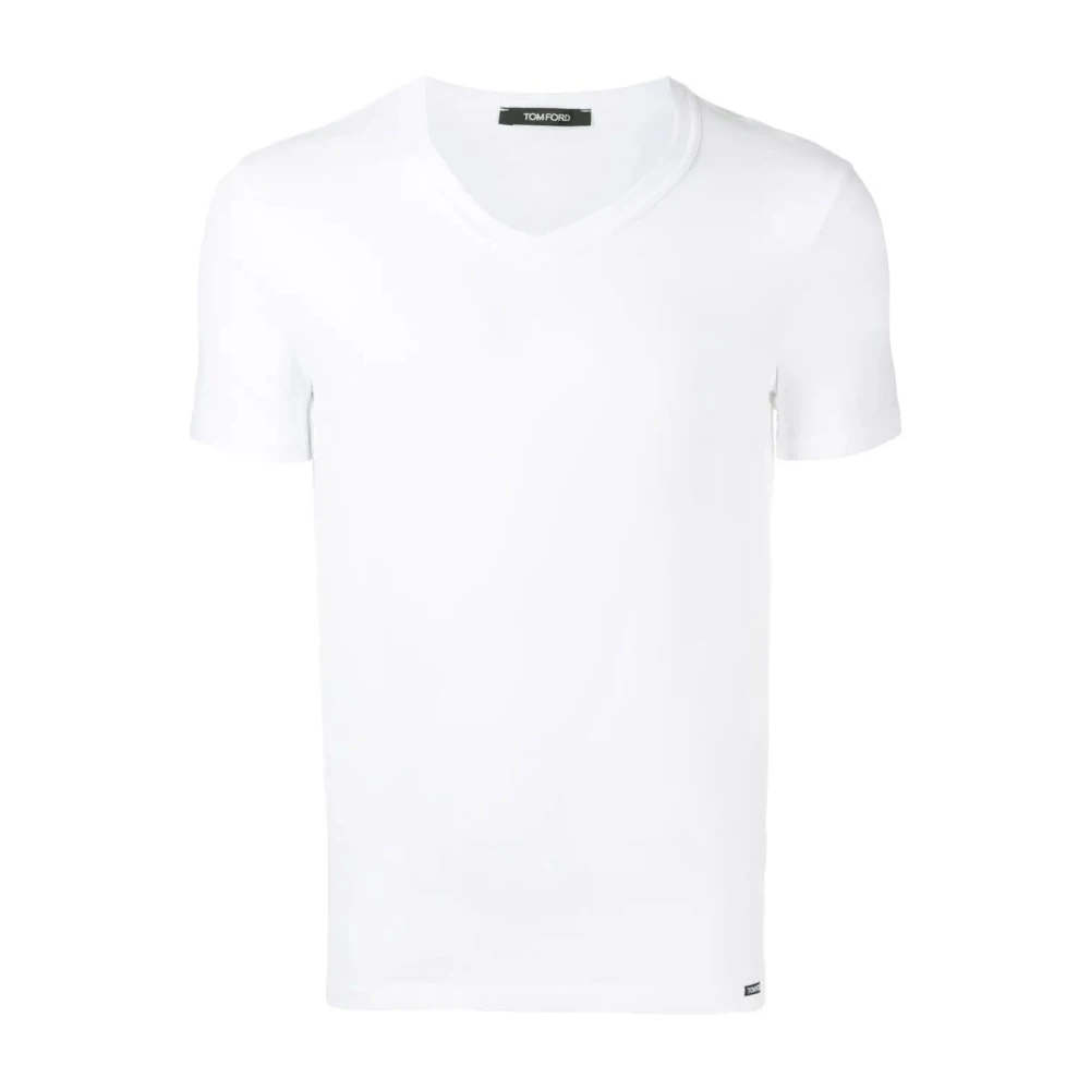 Tom Ford V Hals Katoen Stretch T Shirt White Heren