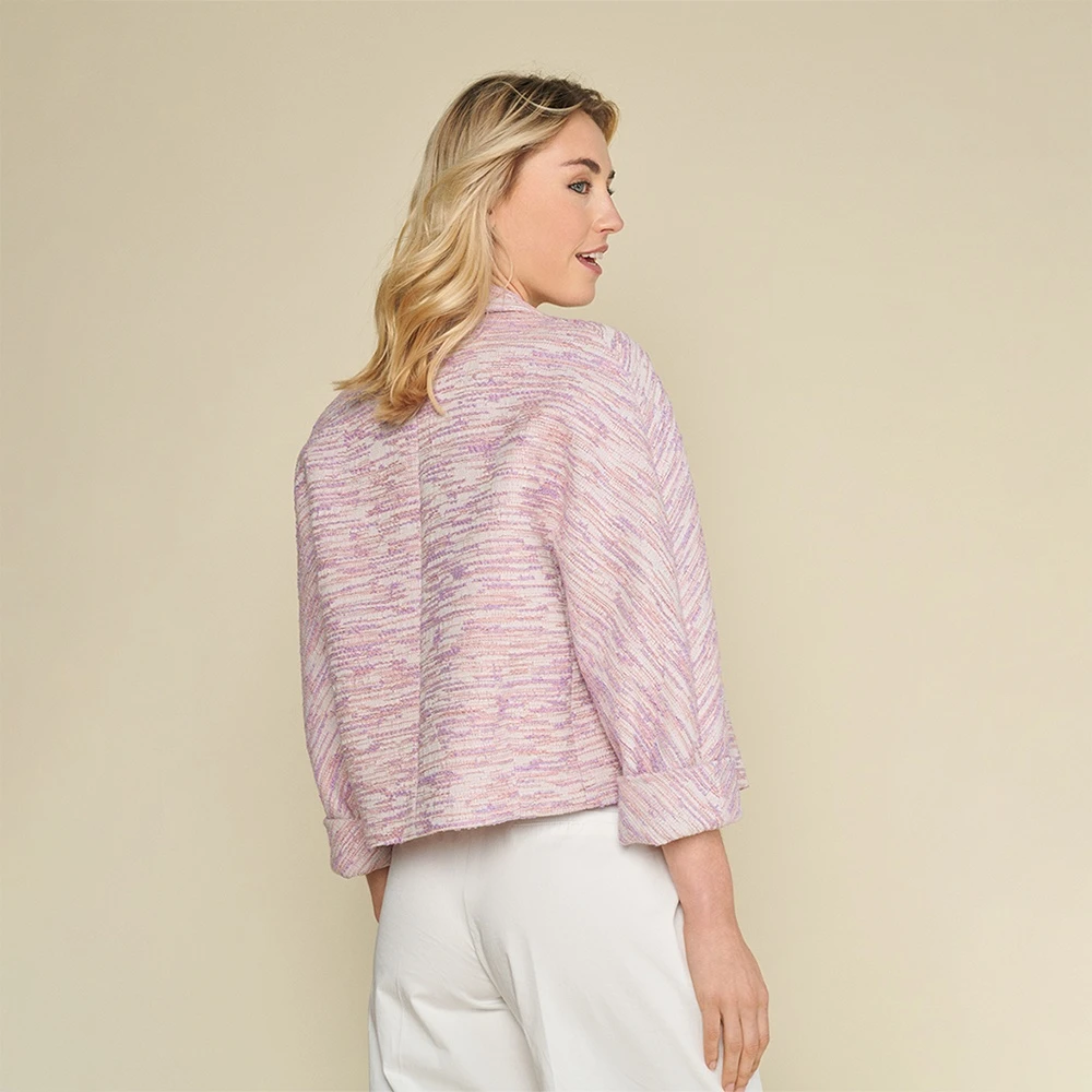 Marie Méro Stijlvolle Lila Oranje Lurex Jas Purple Dames