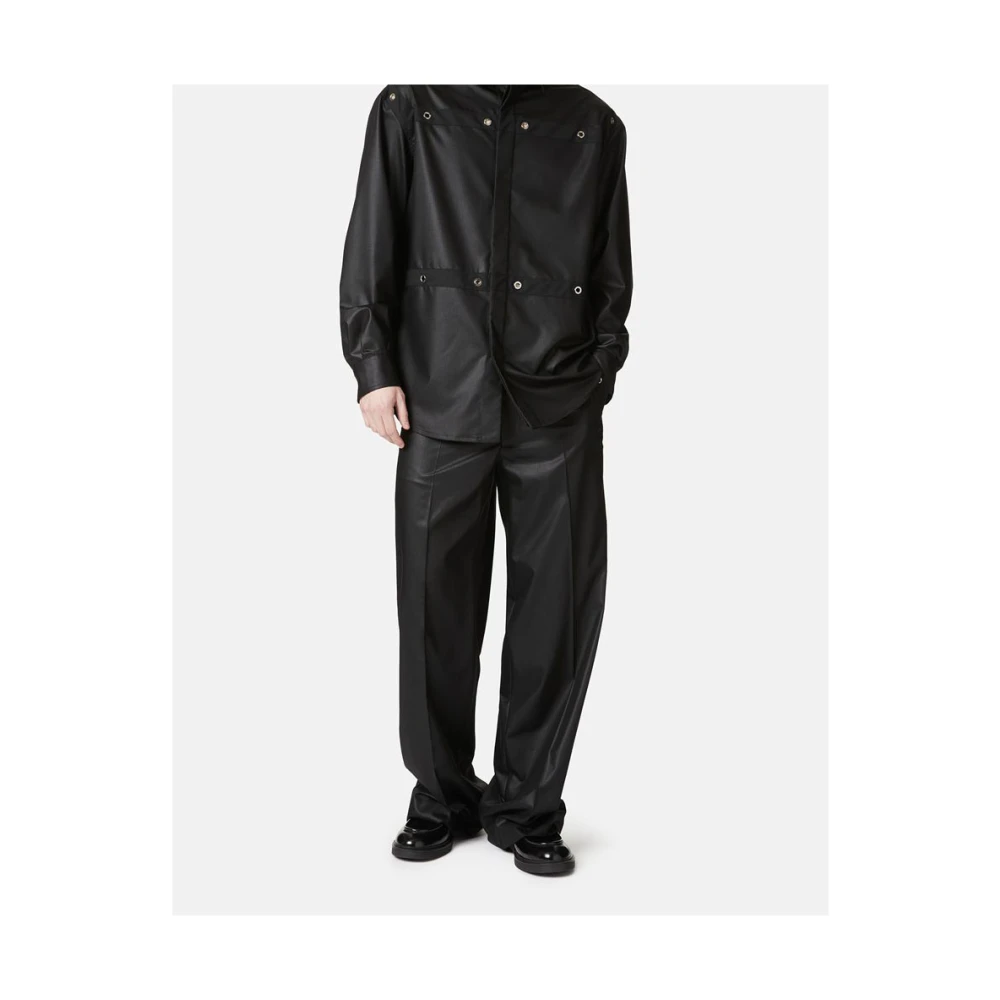 Iceberg Ruimvallend shirt in koele chinched wol Black Heren