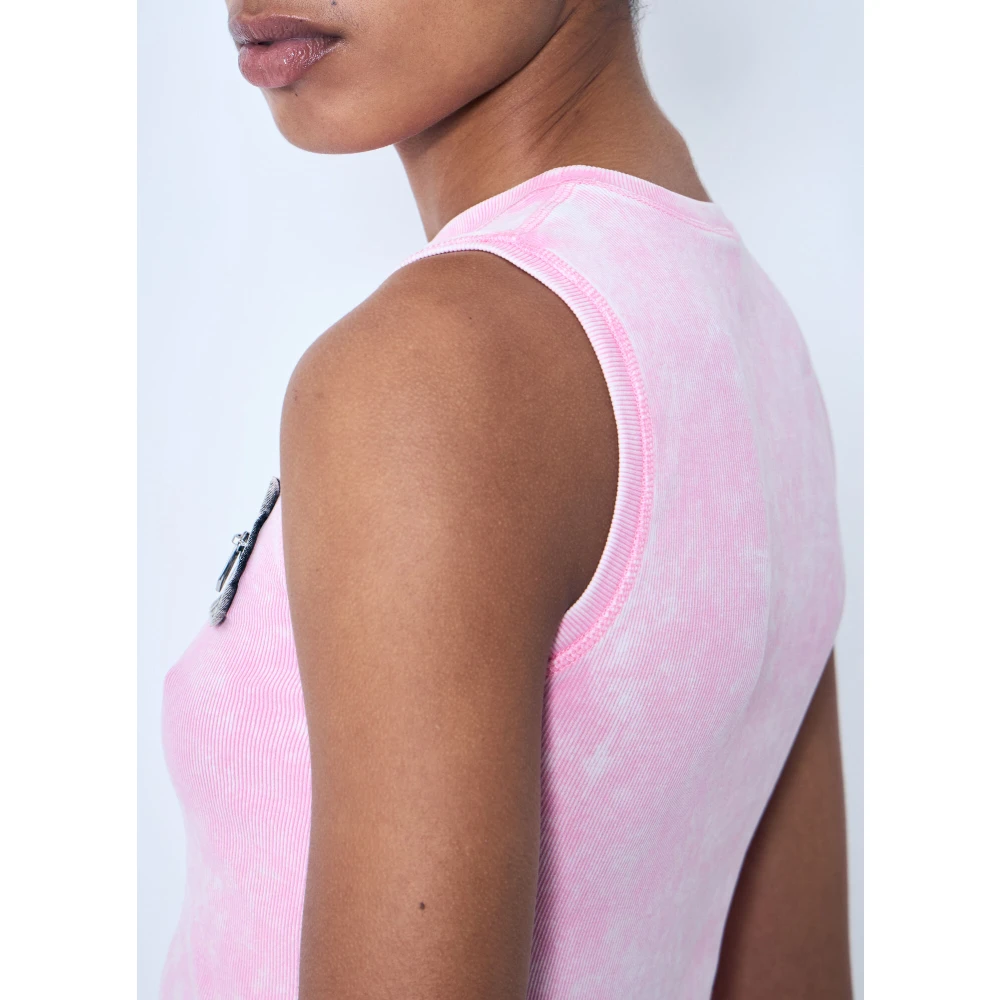 Diesel Geribbelde tanktop met ritssluiting voor Pink Dames