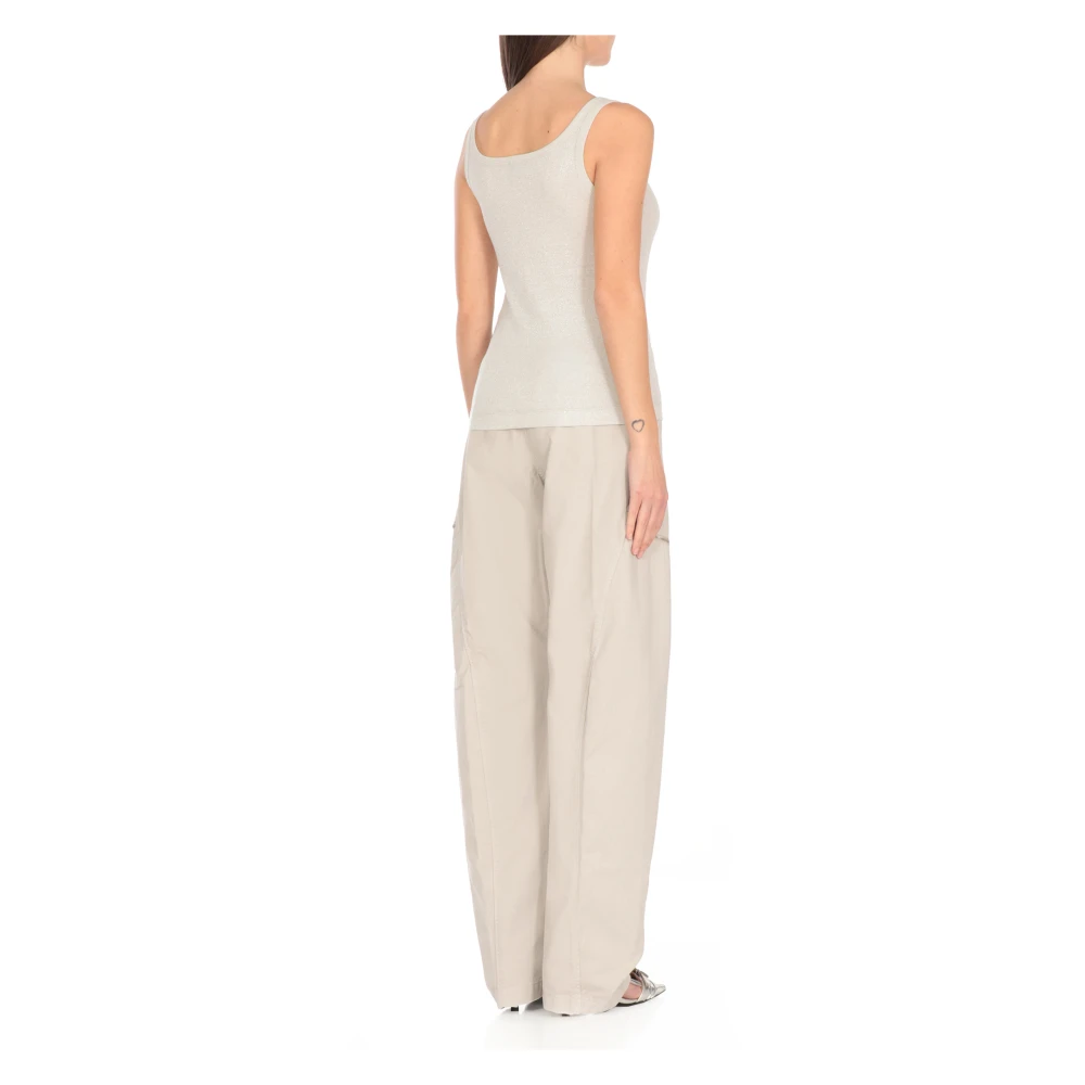 pinko Geribbelde Grijze Top met Lurex Details Gray Dames