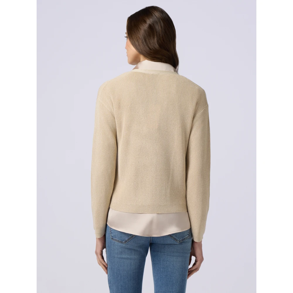 Oltre Lurex vest met sierknopen Beige Dames