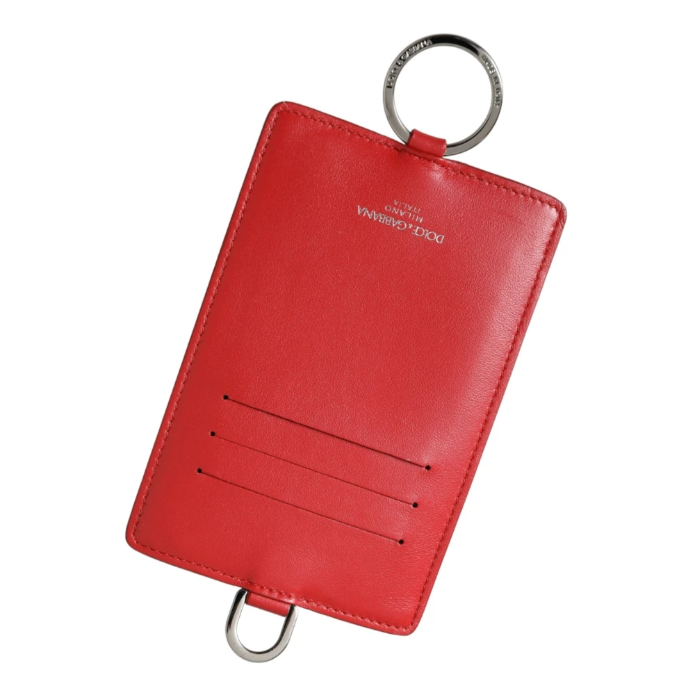 Dolce & Gabbana Rode Leren Logo Kaarthouder Portemonnee Red Unisex