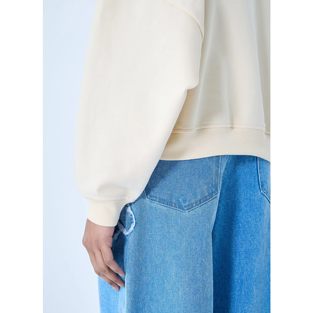 Marni Logo Print Crewneck Sweatshirt Beige Dames