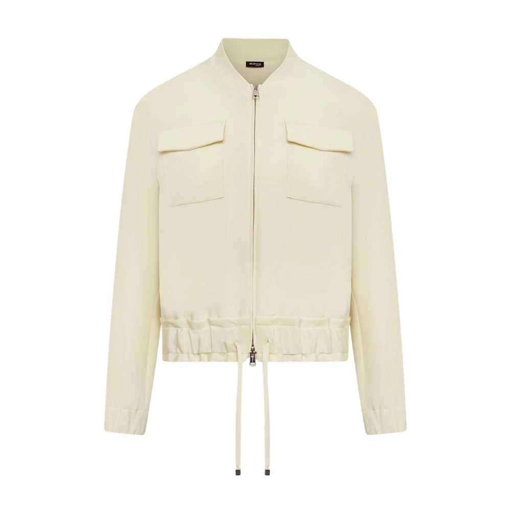 Kiton Zijden Bomberjack White Dames
