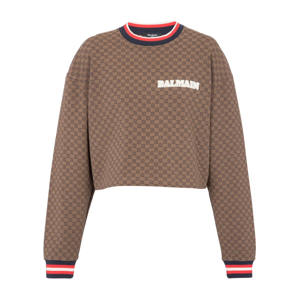 Balmain Geknipte mini monogram sweatshirt Brown Dames