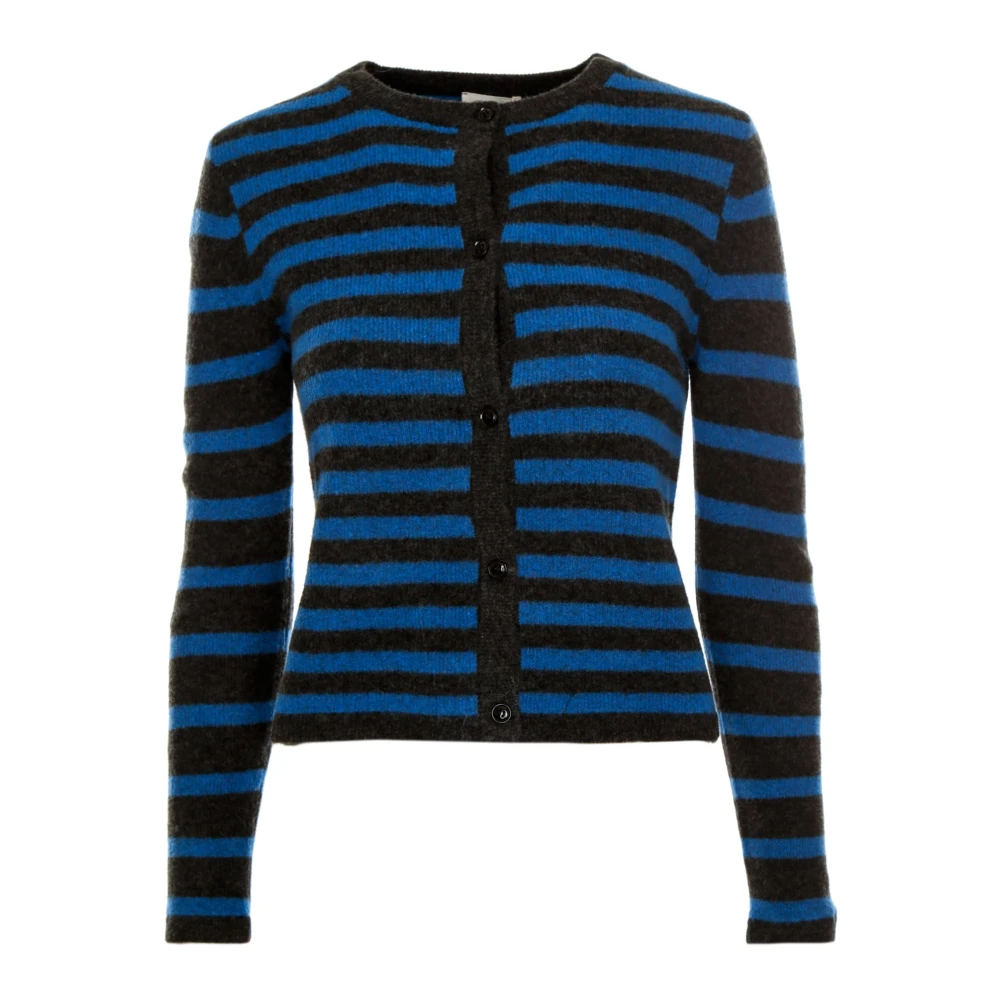 American vintage Gebreid Vest met Knoopsluiting Blue Dames