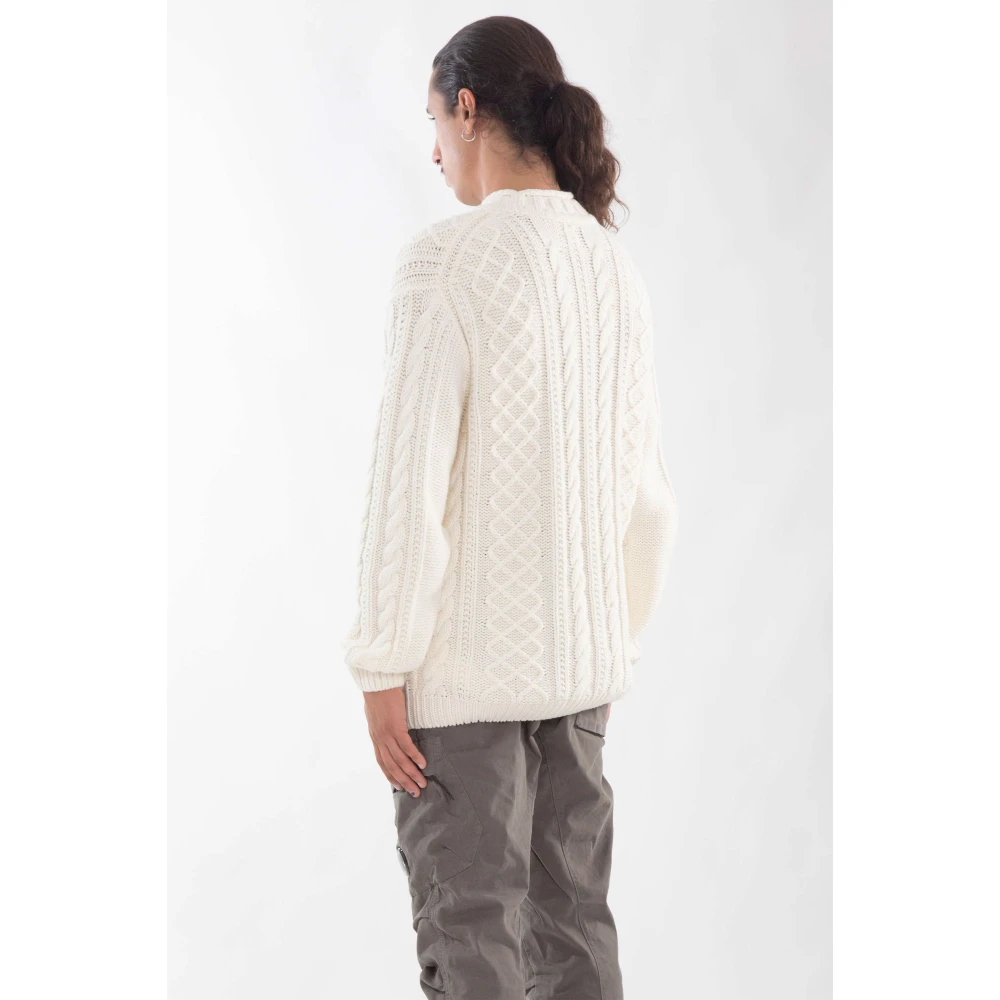 C.P. Company Intarsia Lamswol Gebreid White Heren