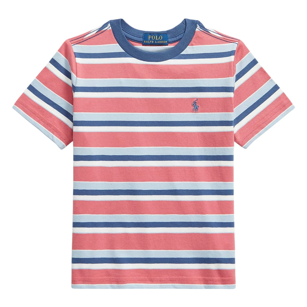 Ralph Lauren Pink Kids Short Sleeve T-Shirts, Male, 7 Y, Striped Cotton Jersey T-Shirt