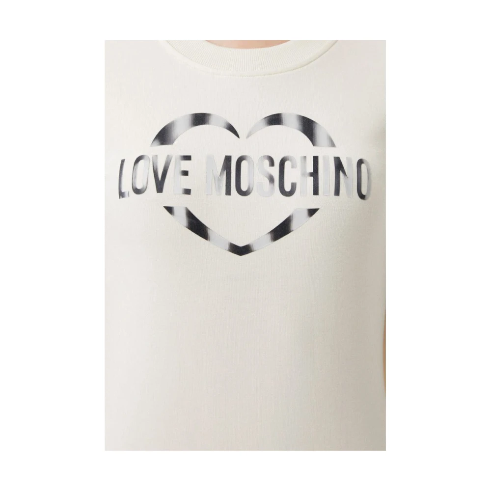 Love Moschino Katoenen jurk met metalen logo White Dames