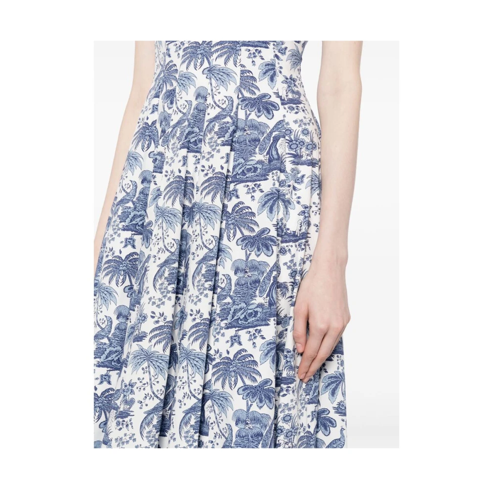 Staud Grafische Print Vierkante Hals Geplooide Jurk Multicolor Dames