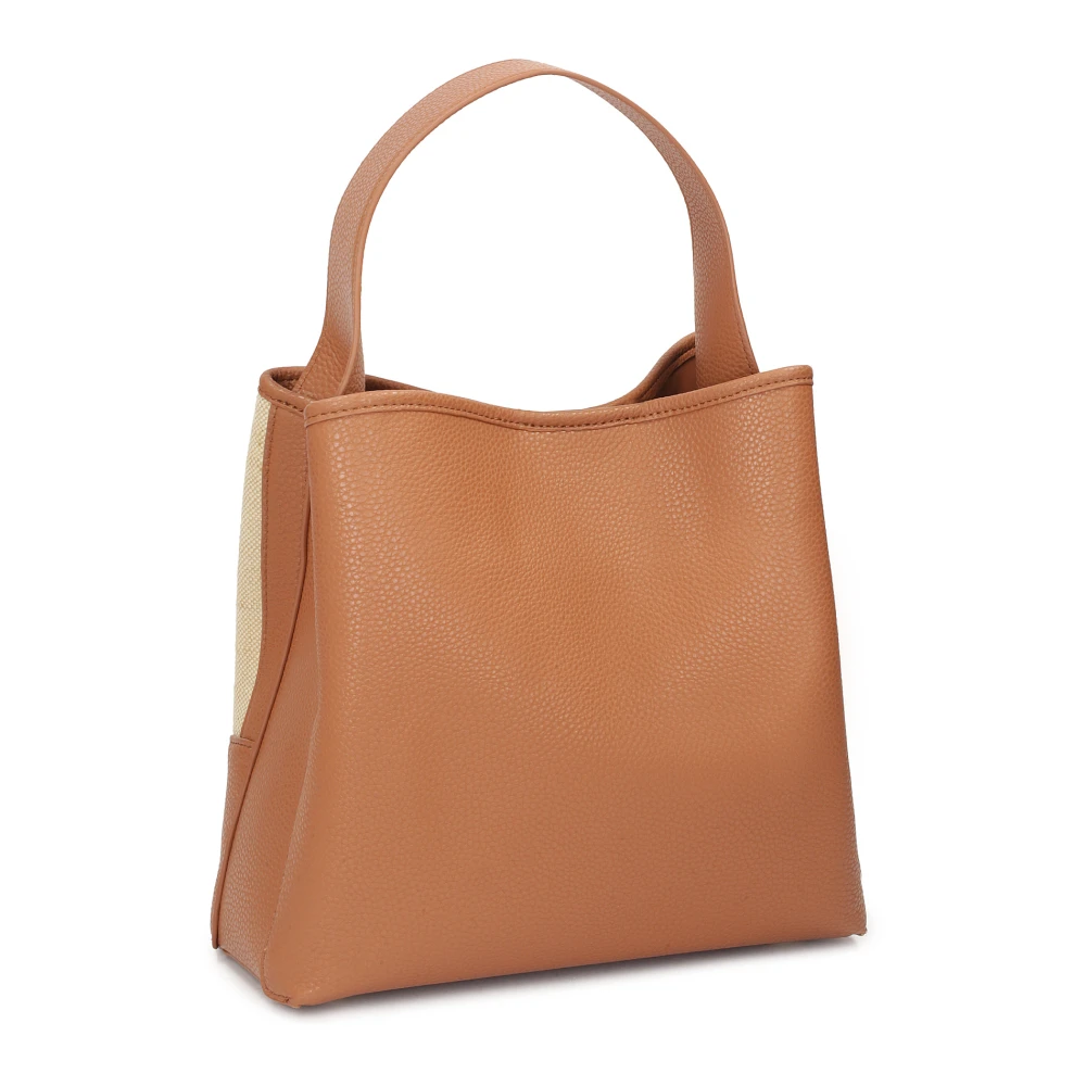 Kazar Bruine leren en stoffen handtas Brown Dames