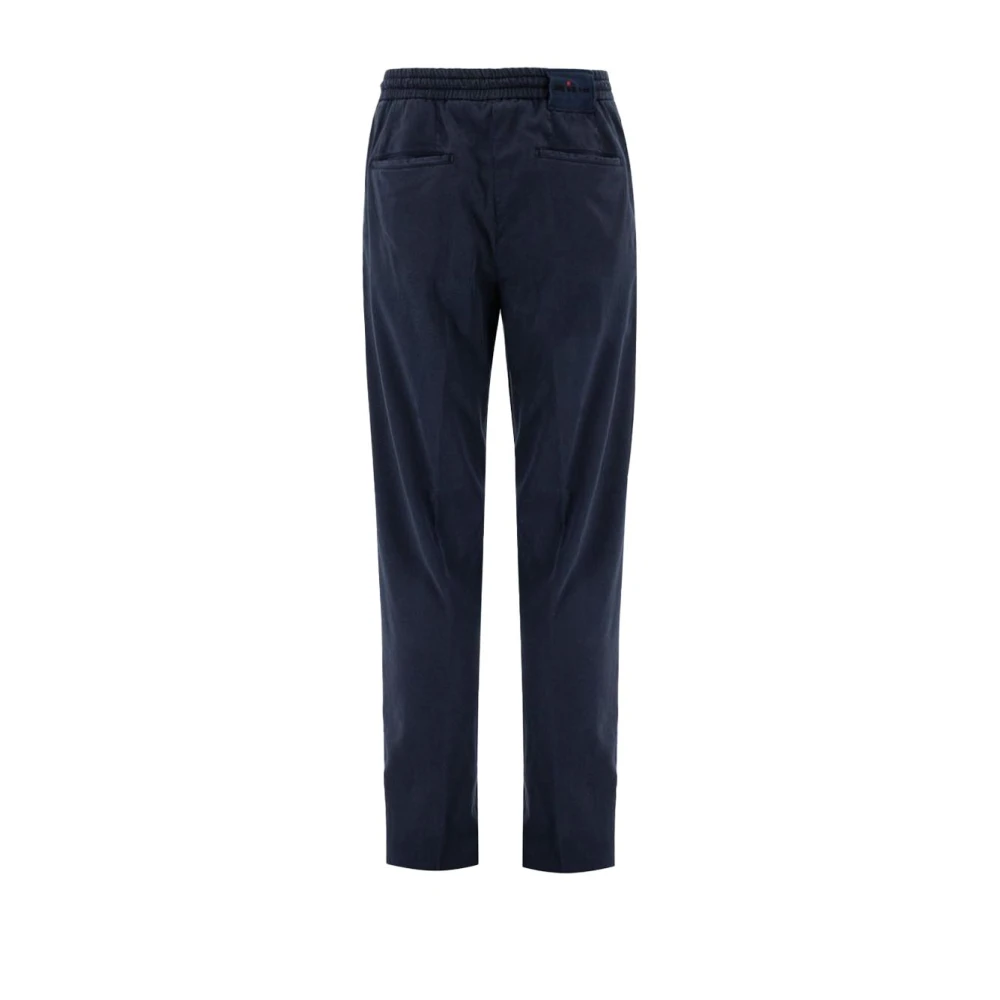 Kiton Blauwe Jogger Broek in Lyocell Blue Heren