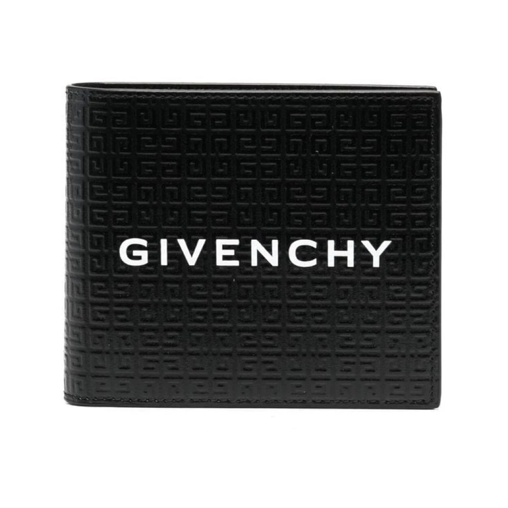 Givenchy Zwarte Logo-geëmbosseerde Leren Portemonnee Black Heren