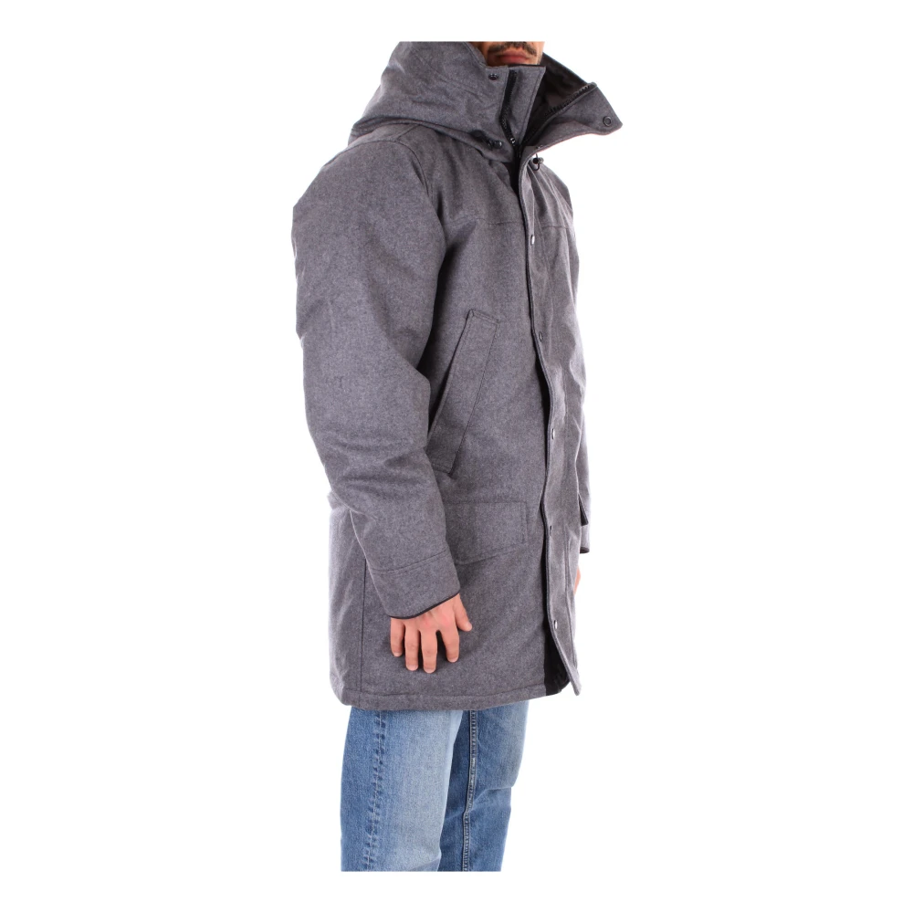 Canada Goose Grijze Jas met Capuchon en Zijlogo Gray Heren