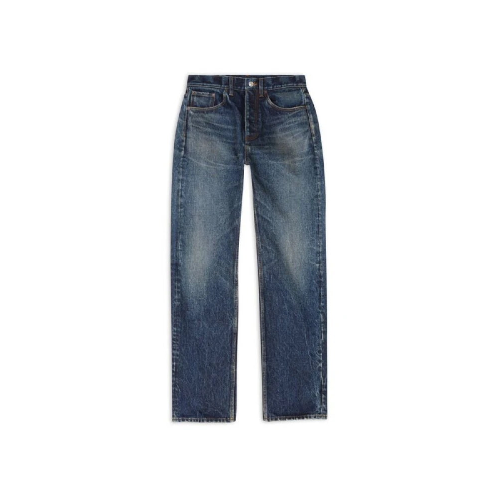 Balenciaga Ontspannen Jeans in Blauwe Selvedge Denim Blauw Heren