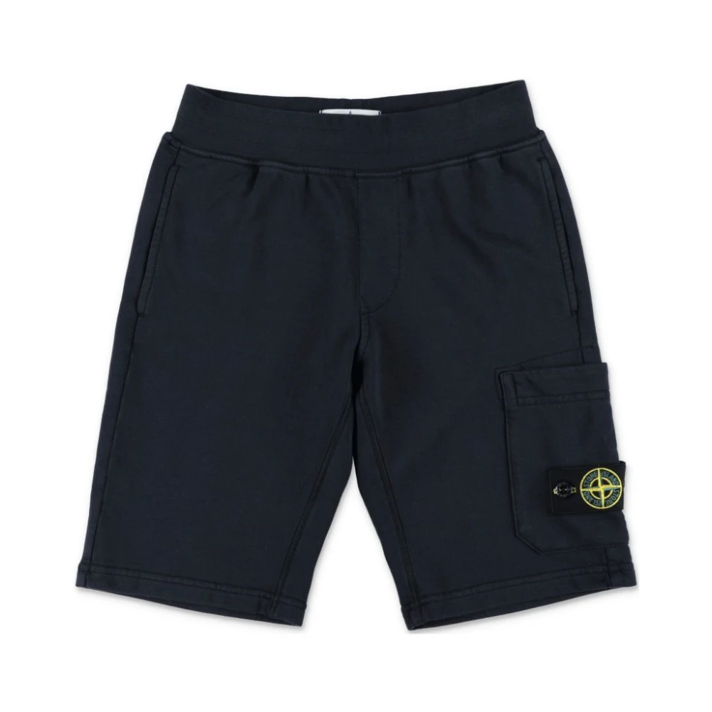 Stone Island Blue Shorts, Male, 8 Y, Shorts With Compass Application