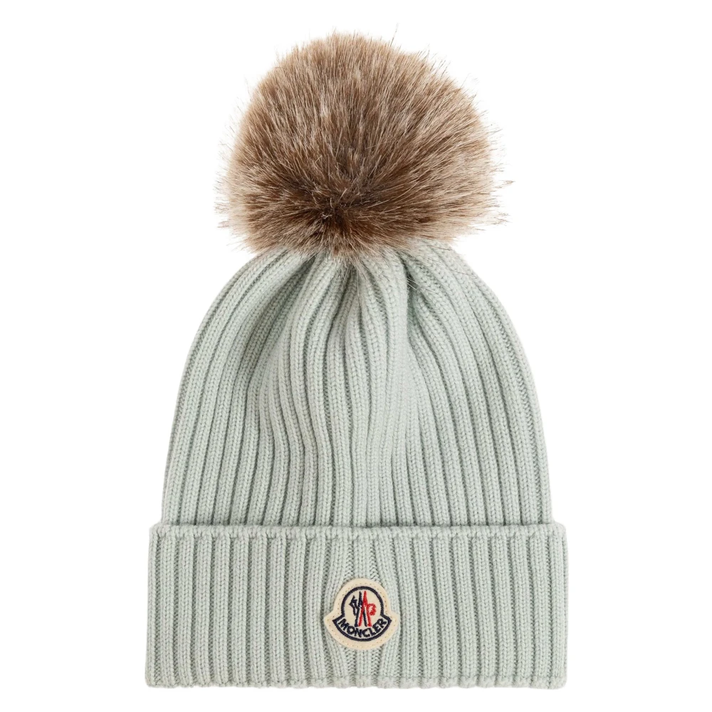 Moncler Wool Pom-Pom Hat - Female - Hats & Caps - Green - 54 Cm - Kids