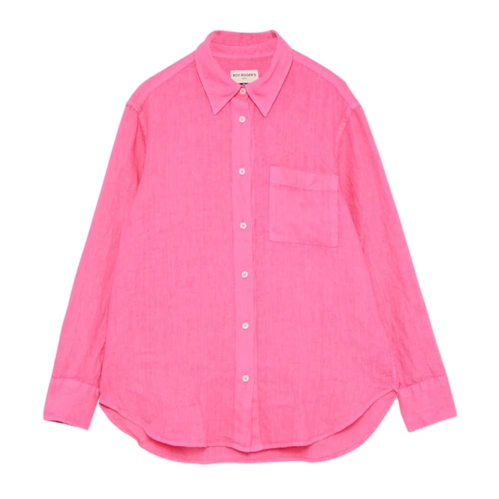 Roy Roger's Roze Linnen Overhemd Klassieke Stijl Pink Dames