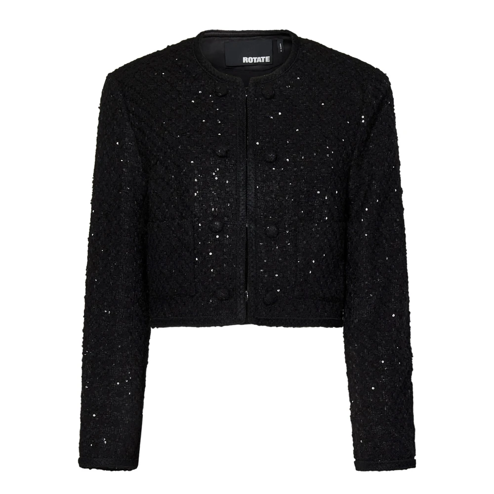 Rotate Birger Christensen Zwart Sequin Bouclé Kort Jack Black Dames