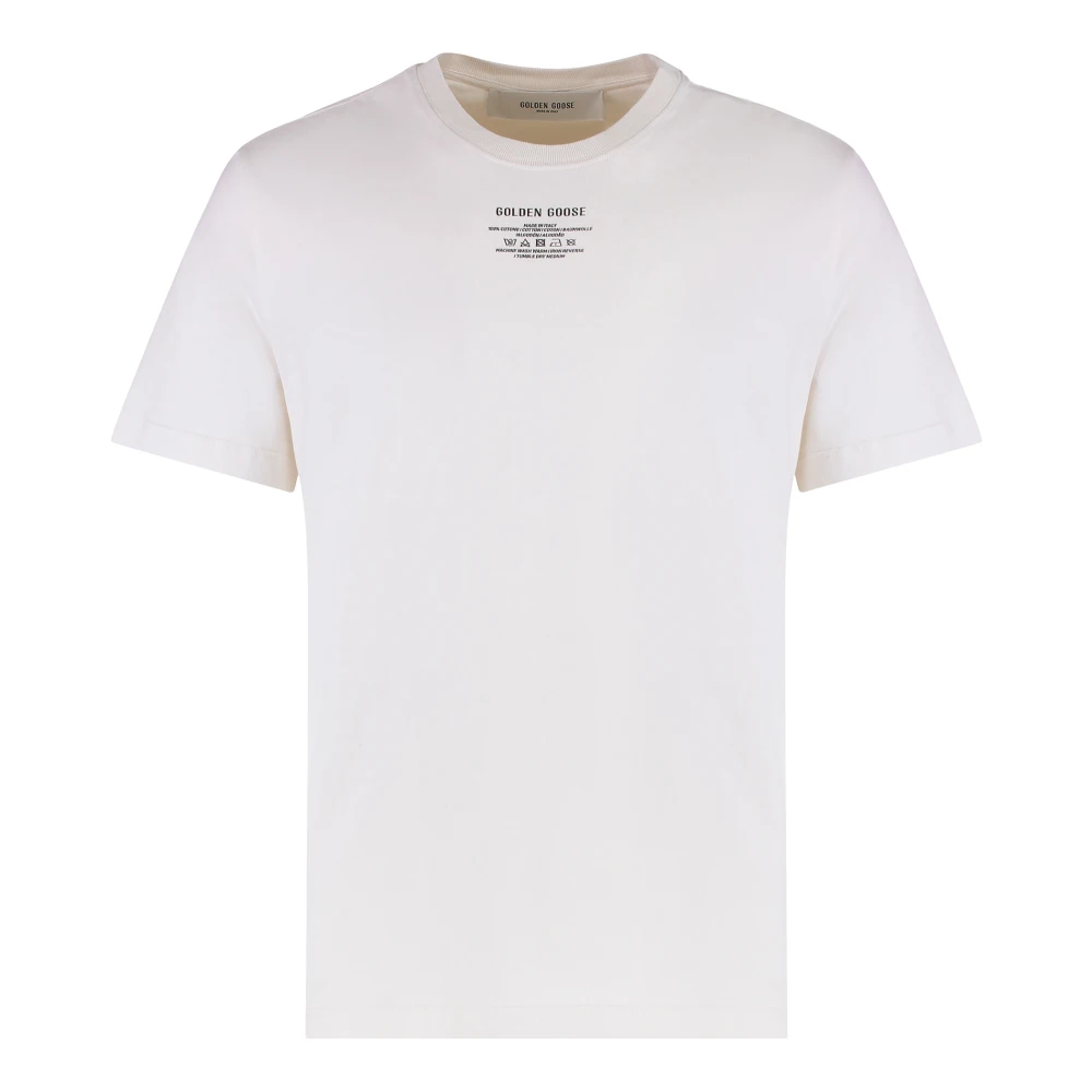 Golden Goose Geribbelde T-shirt met ronde hals van katoen White Heren