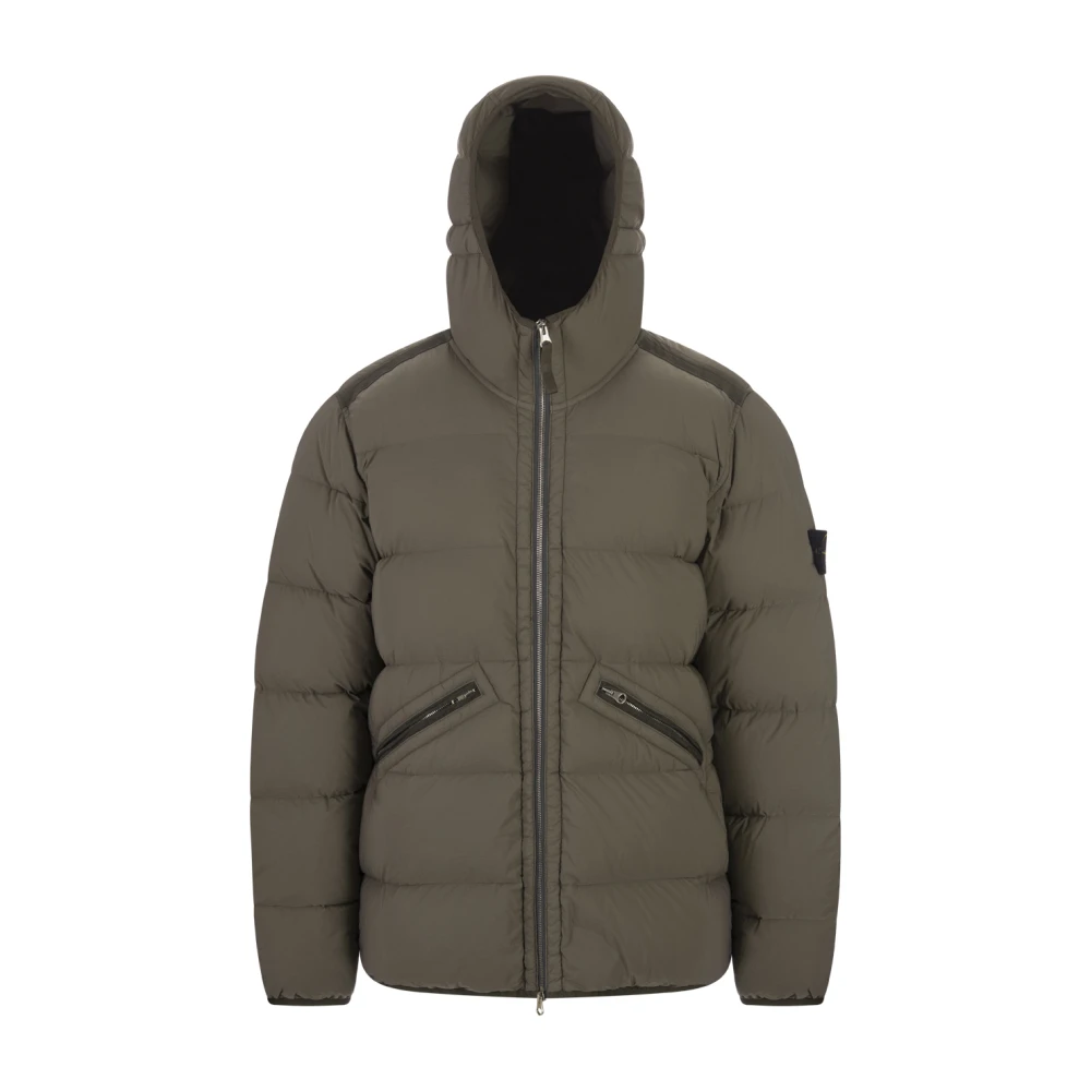Stone Island Bruine Gewatteerde Jas Brown Heren