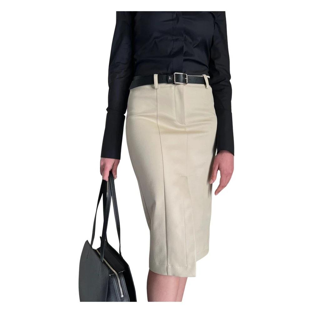Patrizia Pepe Mujer Beige Falda Lápiz Con Abertura Central