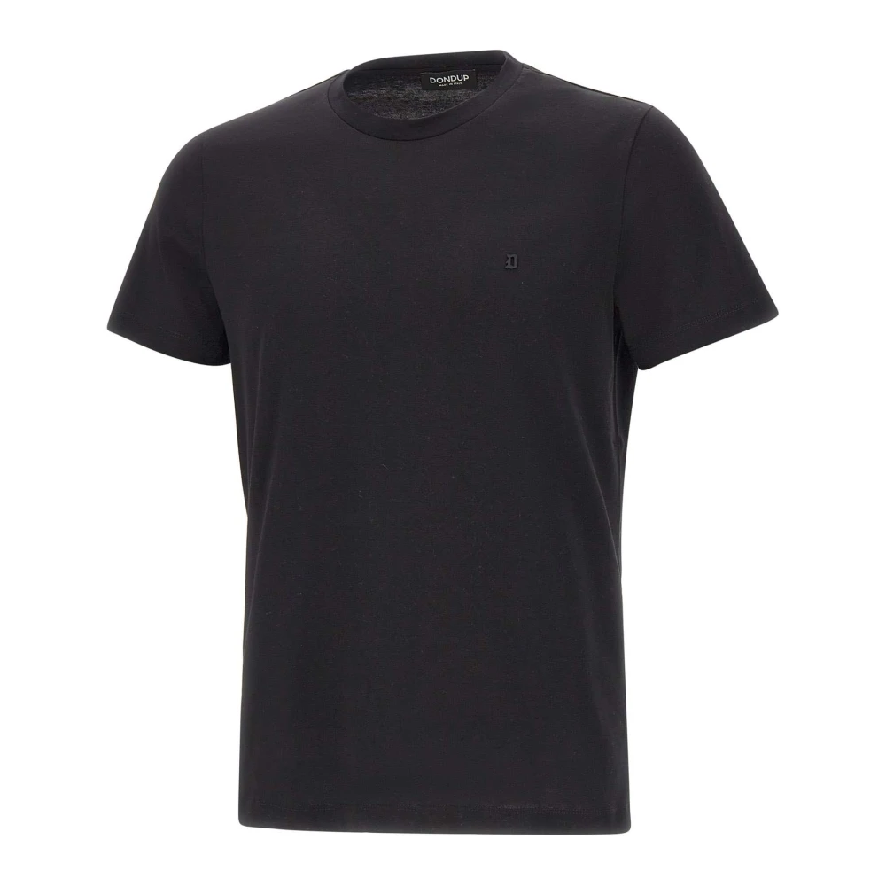 Dondup Herr Svart Toppar S, Bomull, T-Shirt Med Rund Hals I Regular Fit
