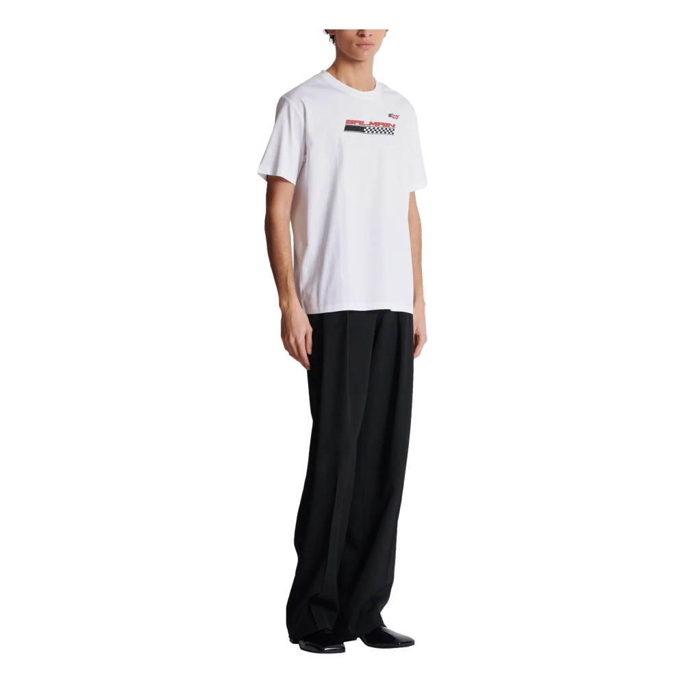 Balmain T-shirt met Racing print White Heren
