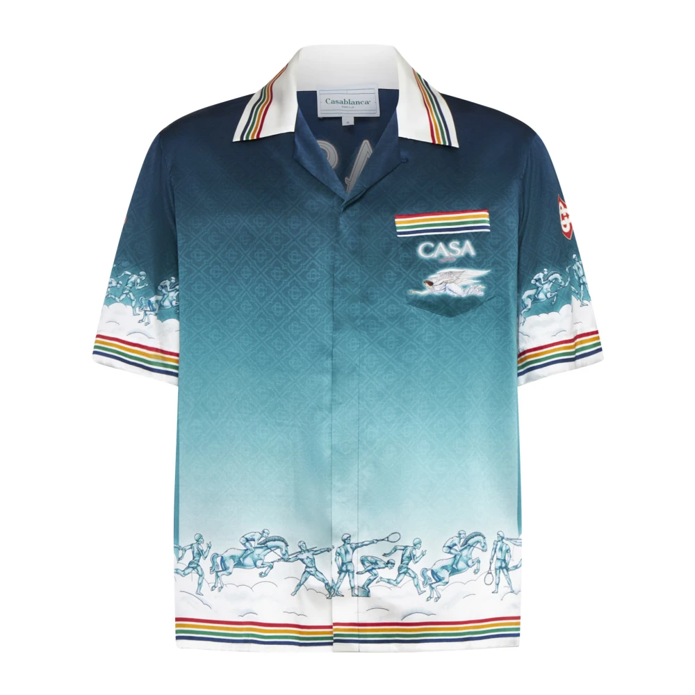 Casablanca Zijden overhemd met La desse du Stade Print Multicolor Heren