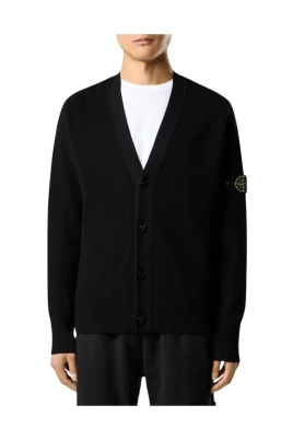 Ribbstickad Cardigan med V-ringning