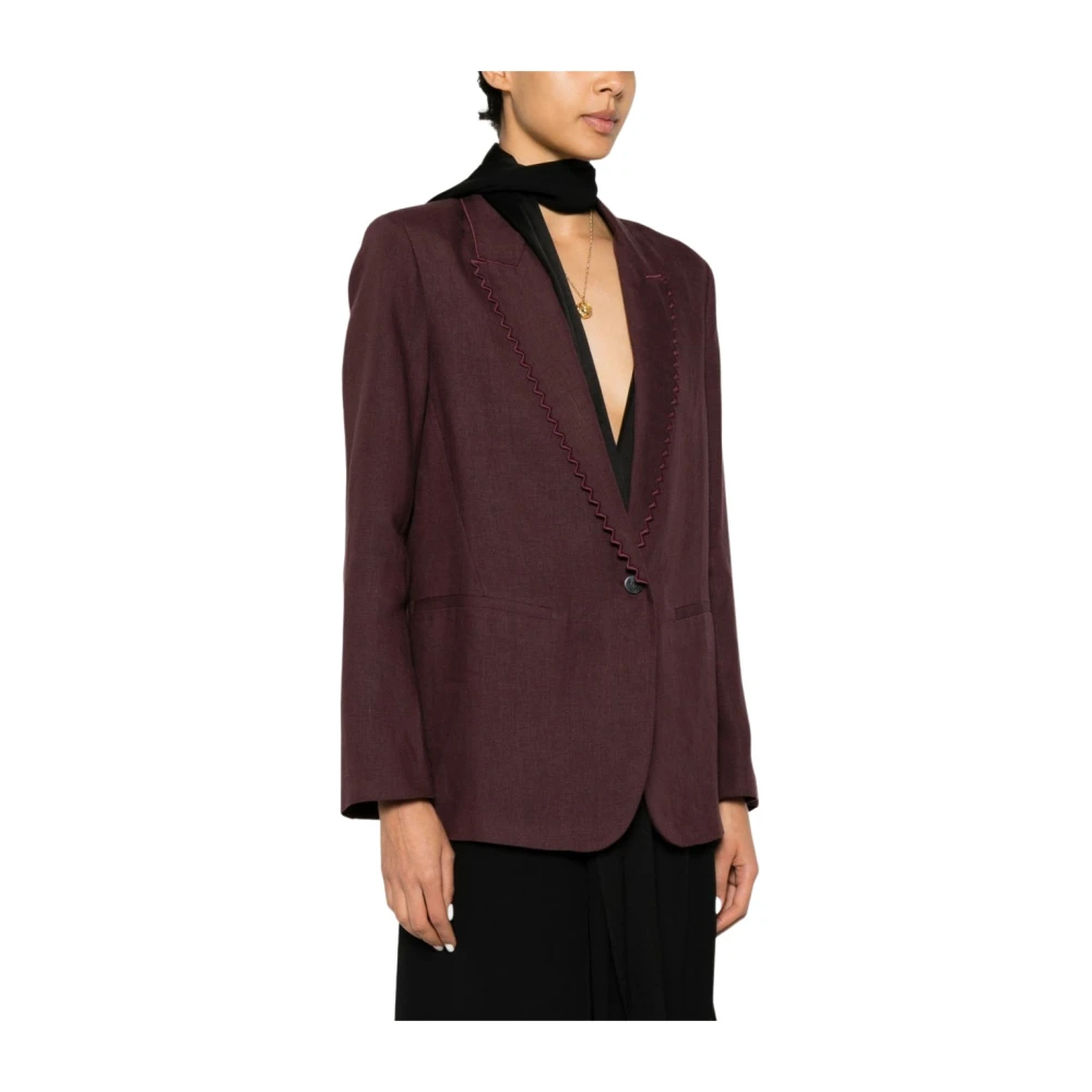 Forte Forte Women's Brown Scalloped-Edge Lapel Blazer - Blazers - Xs - Jackets