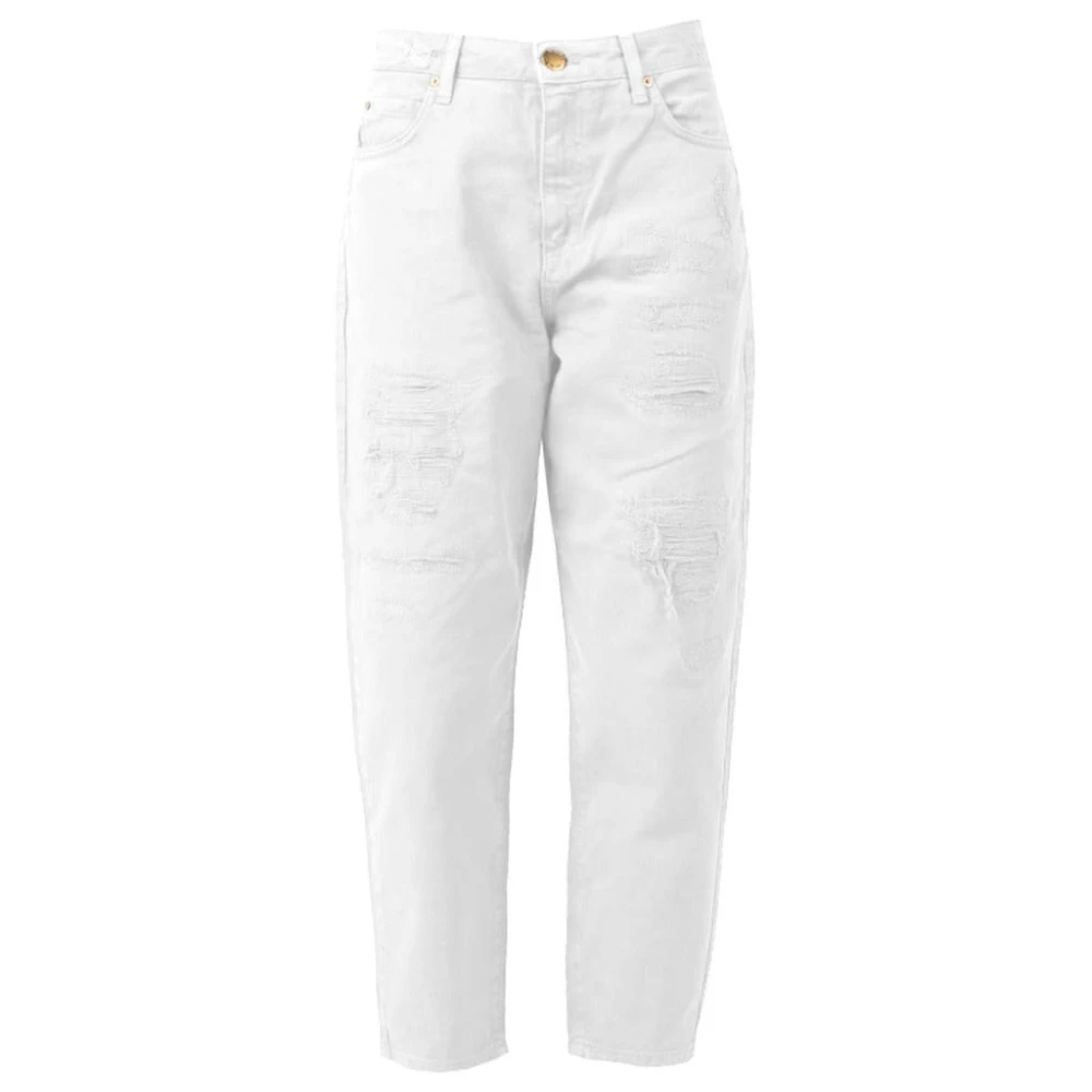 Pinko Högmidjade vita slitna jeans White, Dam