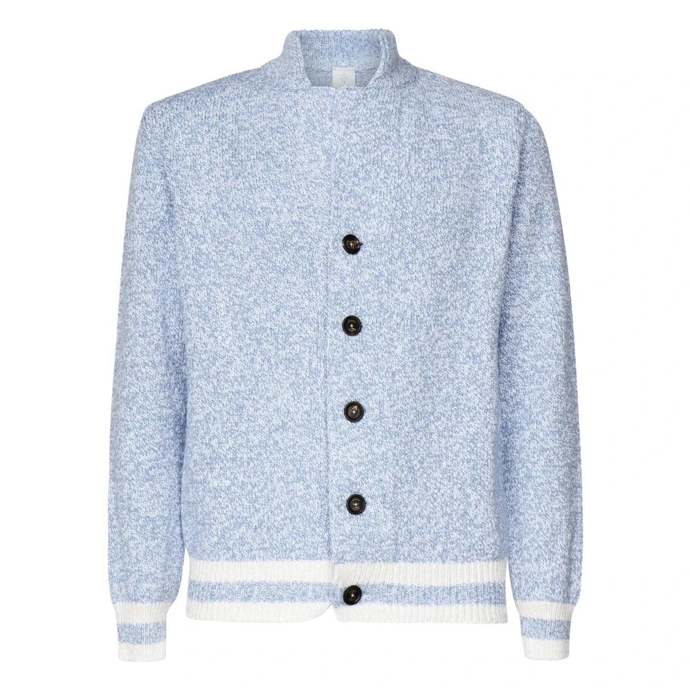 Eleventy Denim Vest met Gestreepte Kraag Blue Heren