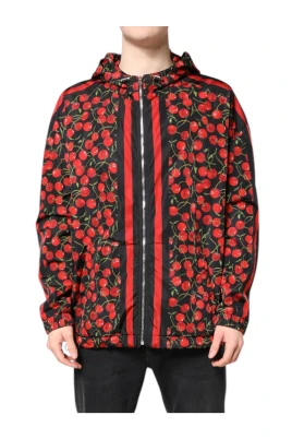 Körsbärs Tryck Hoodad Windbreaker Jacka