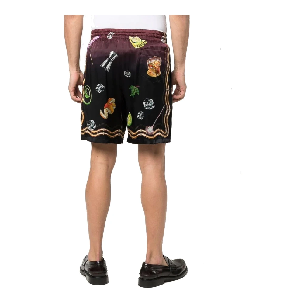 Casablanca Zijden Shorts met Zonsondergangprint Black Heren