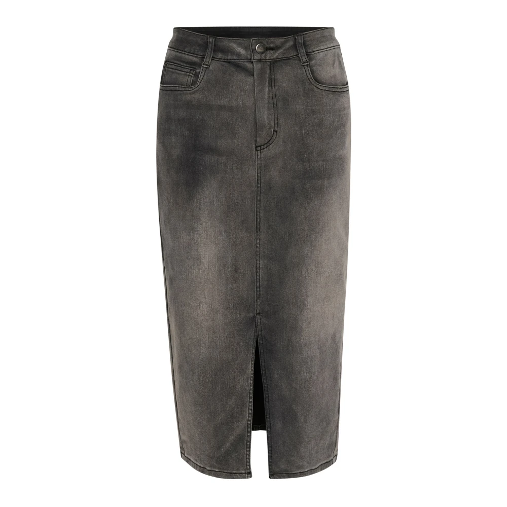 Kaffe Denim Rok met Hoge Taille en Voorsplit Blue Dames