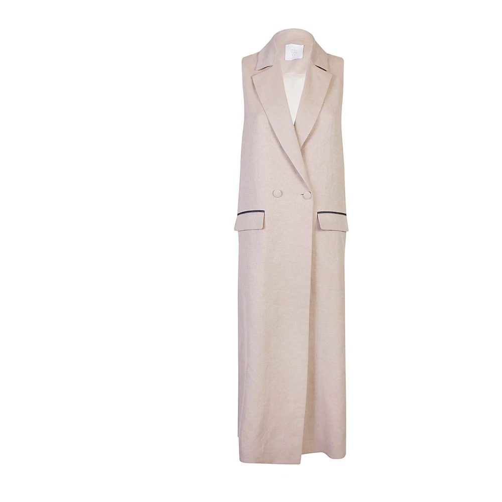 Eleventy Mouwloos Linnen Vest Beige Dames