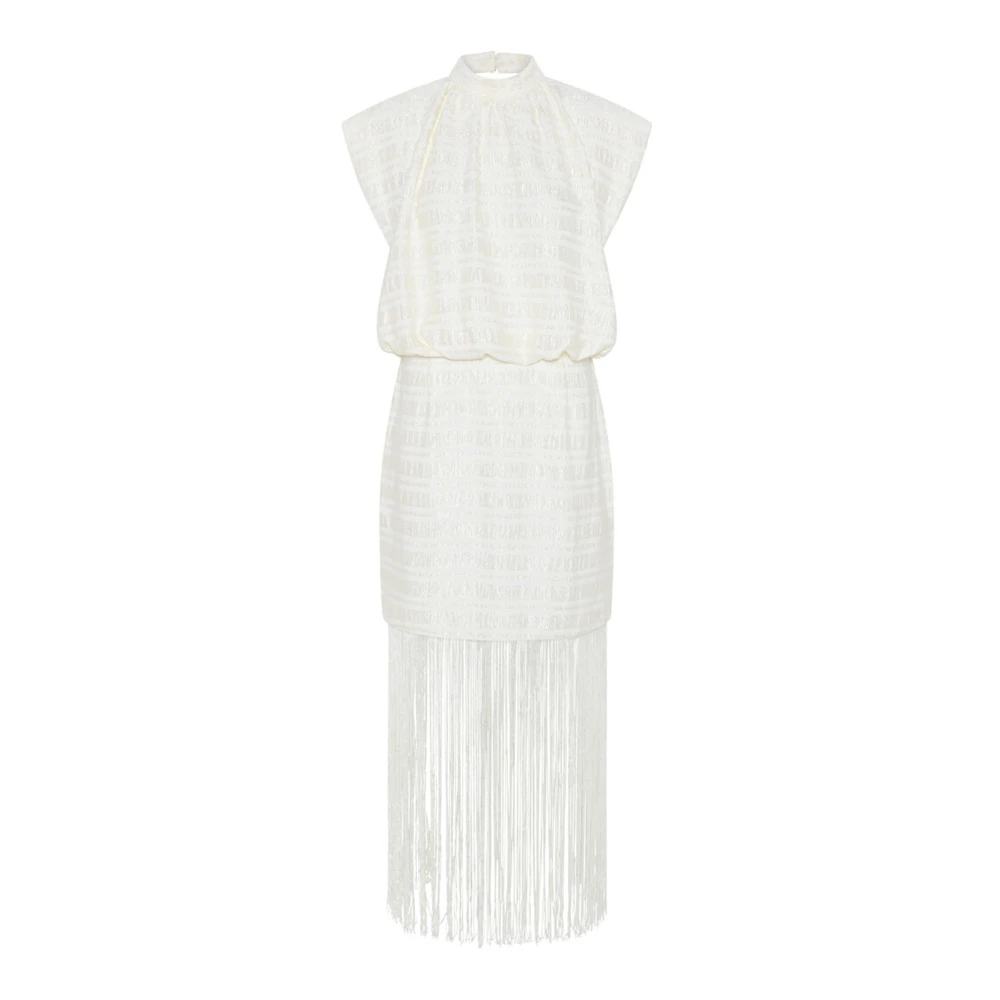 Bruuns Bazaar Elegante Snow White Jurk met Franjedetail White Dames
