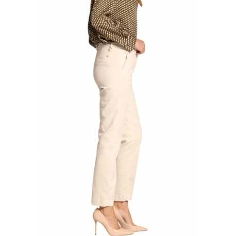 Mason's Ecru Velvet Chino Broek New York Regular White Dames