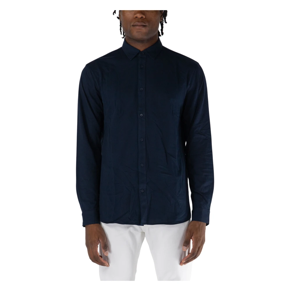 Armani Exchange Stretch Jersey Skjorta Blue, Herr