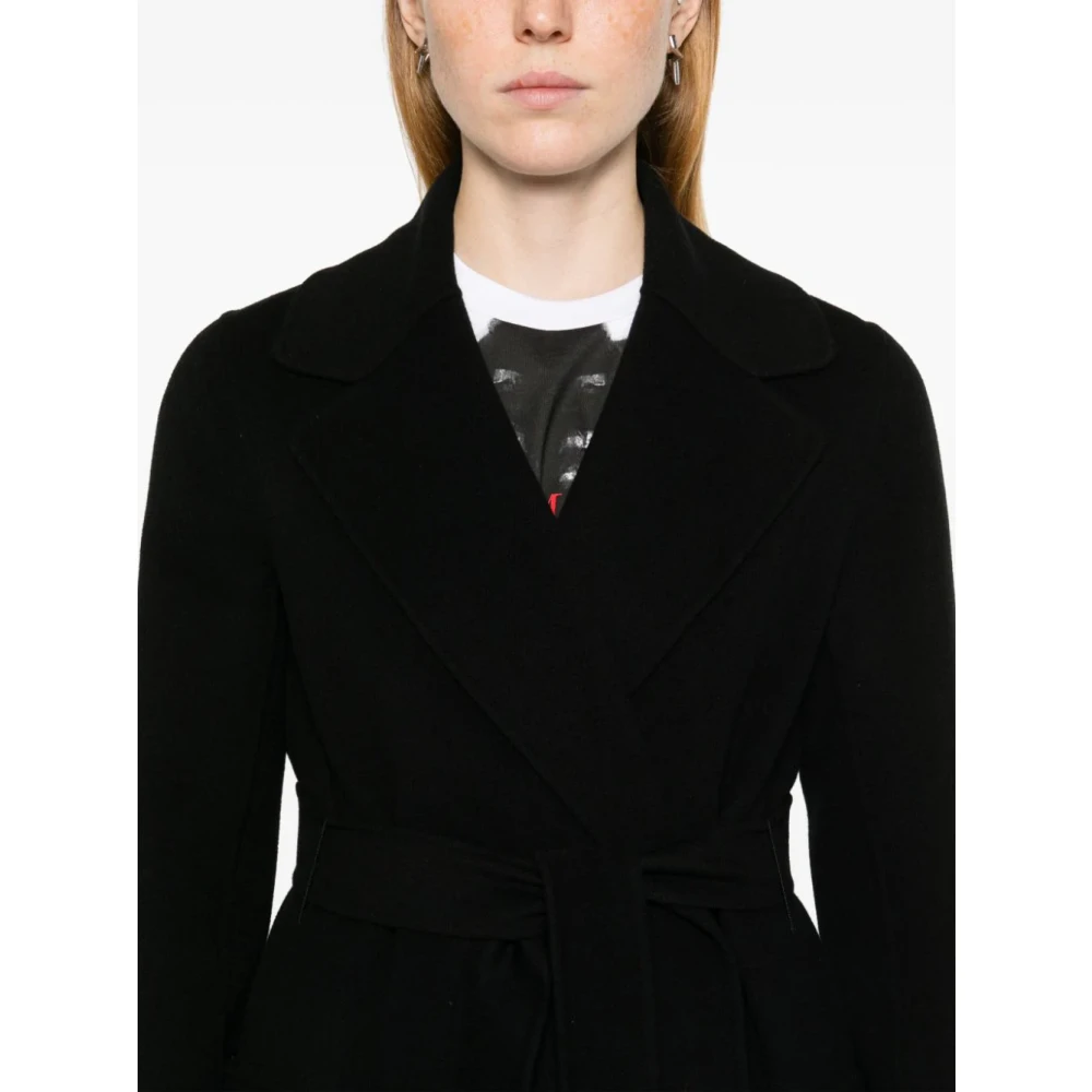 Max Mara Zwarte Wollen Ceintuur Wikkeljas Black Dames