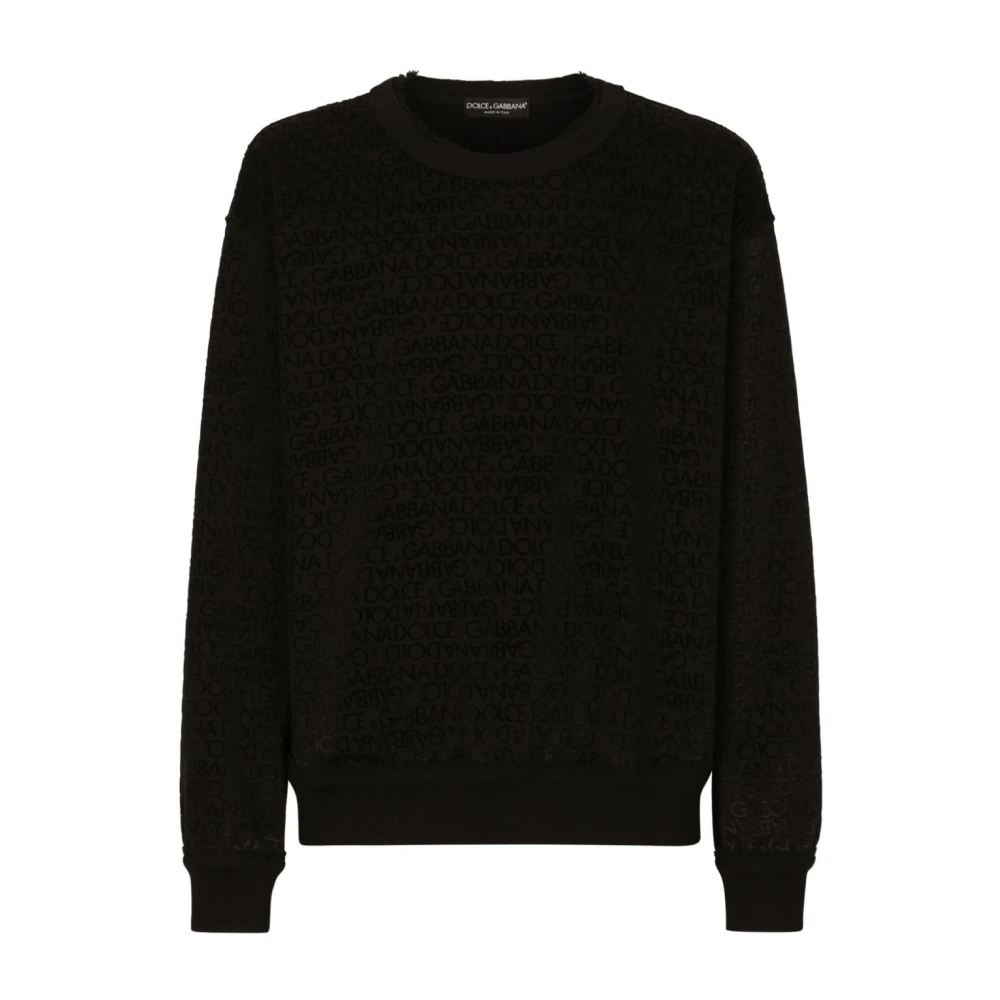 Dolce & Gabbana Logo-Print Katoenen Sweatshirt Black Heren