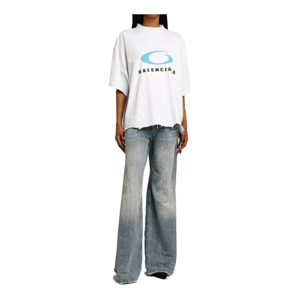 Balenciaga Icon Print Cropped T-shirt Vrouwen White Dames