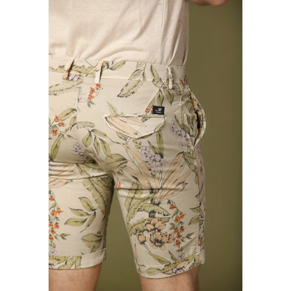 Mason's Slim Fit Bloemen Bermuda Shorts Beige Heren
